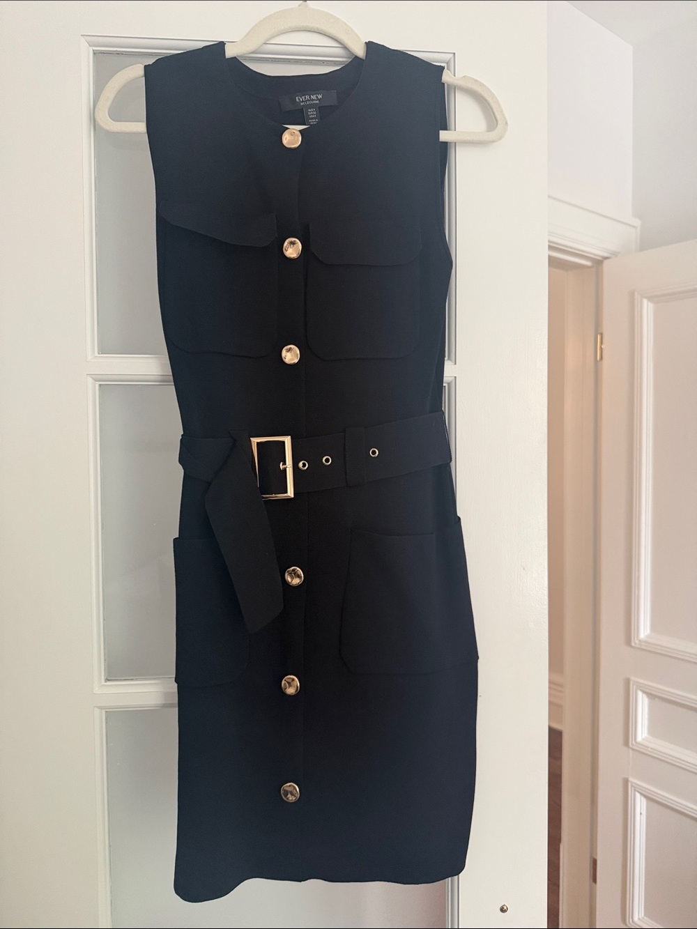 Ever new Black Belted Button-Front Sheath Dress
